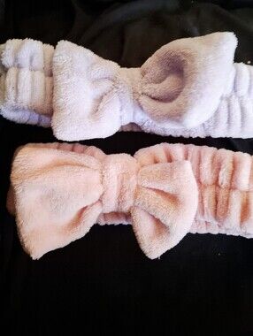 Plush Bow Headbands fits Adults & Kids - Pink and Lavender Brand New!